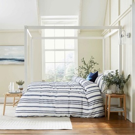 Clipped Duvet Set Navy