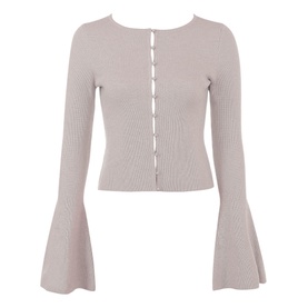 Aster Fluted Sleeve Ribbed Cardigan