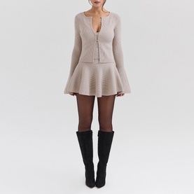 Aster Fluted Sleeve Ribbed Cardigan