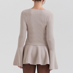 Aster Fluted Sleeve Ribbed Cardigan