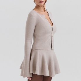 Aster Fluted Sleeve Ribbed Cardigan