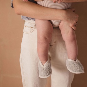 Merino Sheepskin Baby Booties Cloud