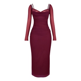 Katarina Mesh-Sleeve Fitted Dress