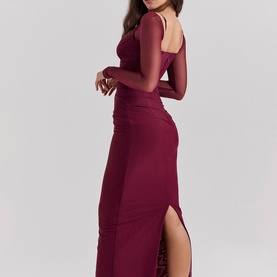 Katarina Mesh-Sleeve Fitted Dress