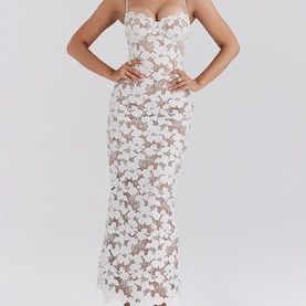 Pearl Floral Embroidered Dress