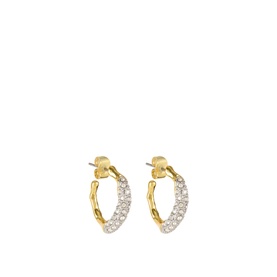 ALEXIS BITTAR Solanales Crystal Embellished Hoop Earrings in gold-tone with pav&eacute; crystal lower half and stud post fastening
