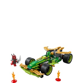 Lego Ninjago Lloyd's Pull-Back Race Car, green with gold detailing, lightning blade decals