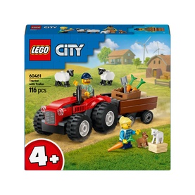 City Great Vehicles Red Farm Tractor with Trailer & Sheep