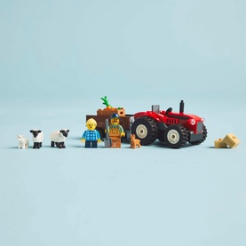 City Great Vehicles Red Farm Tractor with Trailer & Sheep
