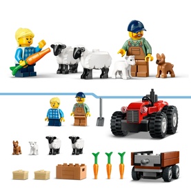 City Great Vehicles Red Farm Tractor with Trailer & Sheep