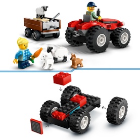 City Great Vehicles Red Farm Tractor with Trailer & Sheep
