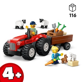 City Great Vehicles Red Farm Tractor with Trailer & Sheep