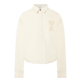 Appliqu&eacute; Logo Cropped Denim Shirt