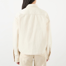 Appliqu&eacute; Logo Cropped Denim Shirt