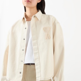 Appliqu&eacute; Logo Cropped Denim Shirt