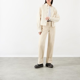 Appliqu&eacute; Logo Cropped Denim Shirt