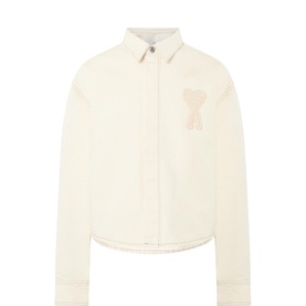 Appliqu&eacute; Logo Cropped Denim Shirt