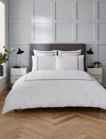Triple Row Cord Duvet Set Blues on White