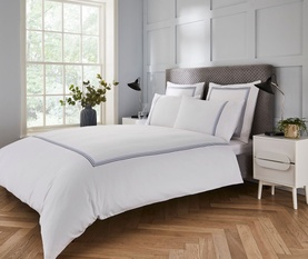 Triple Row Cord Duvet Set Blues on White