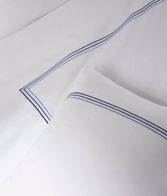Triple Row Cord Duvet Set Blues on White