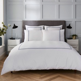 Triple Row Cord Duvet Set Blues on White