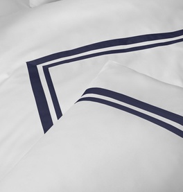 Wide Narrow Stripe 400 Thread Count Duvet Set Navy on White