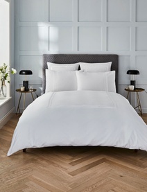 Wide Narrow Stripe 400 Thread Count Duvet Set White on White