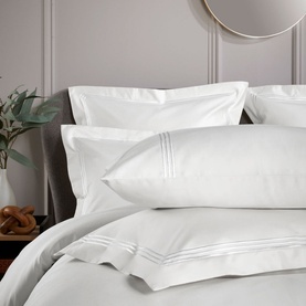 Triple Row Cord 800 Thread Count Standard Pillowcase Pair White on White