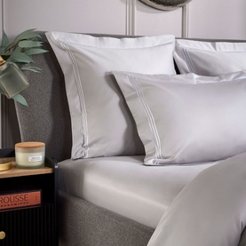 Triple Row Cord 800 Thread Count Duvet Cover White on Grey