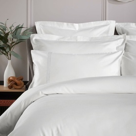 Triple Row Cord 800 Thread Count Duvet Cover White on White