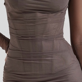 Katarina Mesh-Sleeve Fitted Dress