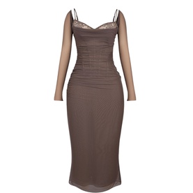 Katarina Mesh-Sleeve Fitted Dress
