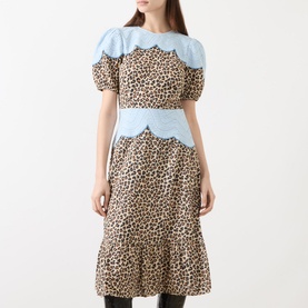 Embroidery Panelled Leopard Dress