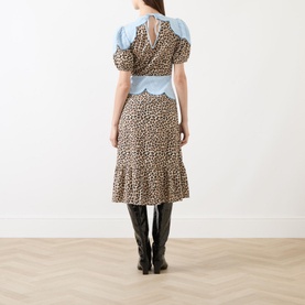 Embroidery Panelled Leopard Dress