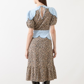 Embroidery Panelled Leopard Dress