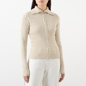 Ribbed Zip-Through Cardigan