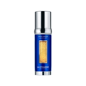La Prairie Skin Caviar Liquid Lift serum, 50ml, in cobalt blue bottle with silver cap and gold caviar bead window