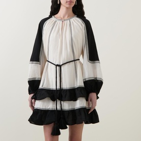 Emphasis Belted Tiered Dress
