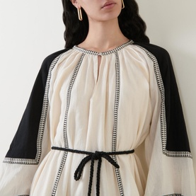 Emphasis Belted Tiered Dress
