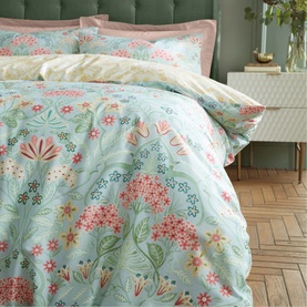 Hydrangea Art Deco Duvet Set Soft Green