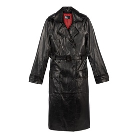 Double-Breasted Leather Trench Coat