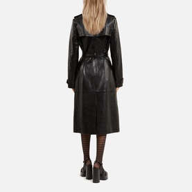 Double-Breasted Leather Trench Coat