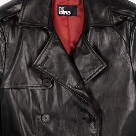 Double-Breasted Leather Trench Coat