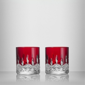 Lismore Red Tumbler Straight Glass, Set of Two