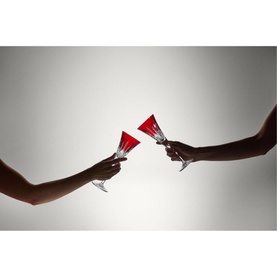 Lismore Red Toasting Flute, Set of Two