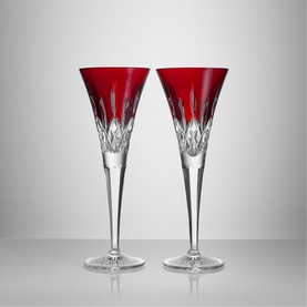 Lismore Red Toasting Flute, Set of Two