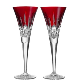 Lismore Red Toasting Flute, Set of Two