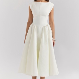 Debutante Moire Satin Flared Dress