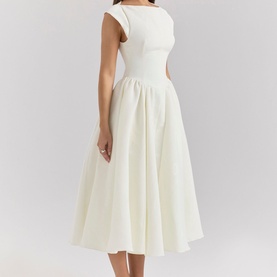 Debutante Moire Satin Flared Dress