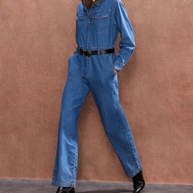 Straight Leg Denim Jumpsuit